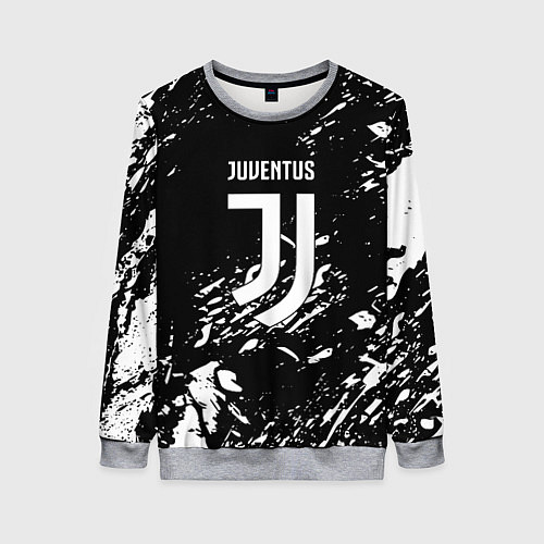 Женский свитшот Juventus белые штрихи красок / 3D-Меланж – фото 1