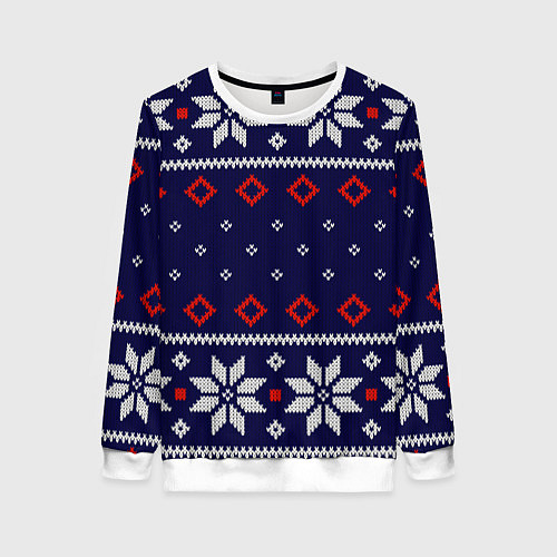 Женский свитшот Вязаный новогодний узор / 3D-Белый – фото 1