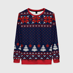 Женский свитшот Новогодний вязаный узор