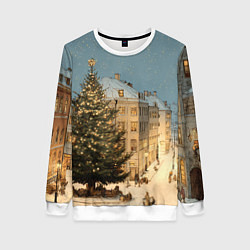 Женский свитшот Елка во дворе города