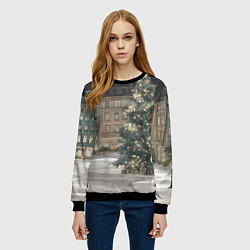 Свитшот женский Елка во дворе, цвет: 3D-черный — фото 2