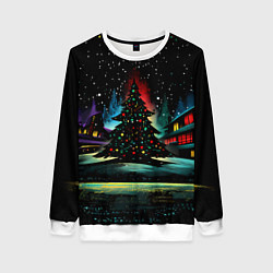 Женский свитшот Новый год на черном фоне