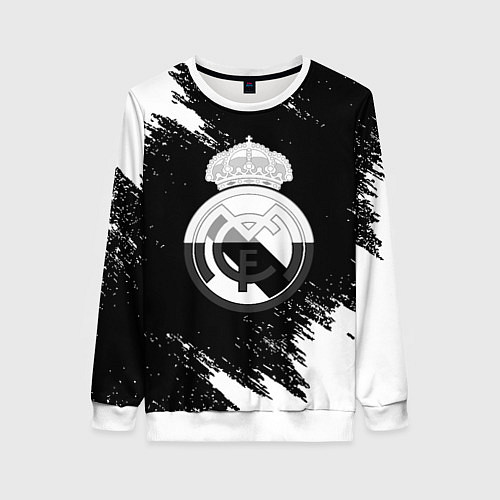 Женский свитшот Реал Мадрид черно белые краски / 3D-Белый – фото 1