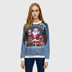 Свитшот женский Санта с мешком подарков, цвет: 3D-белый — фото 2