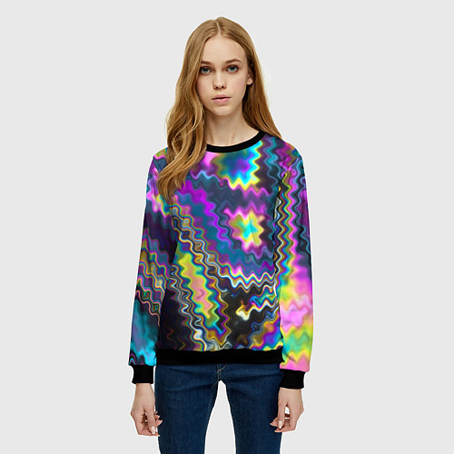 Женский свитшот Абстракция переливы / 3D-Черный – фото 3