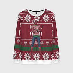 Женский свитшот Человек паук в вязаном свитере - новый год