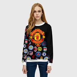 Свитшот женский Манчестер логотипы команд, цвет: 3D-белый — фото 2