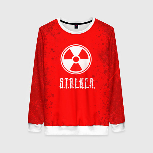 Женский свитшот Stalker - белое на красном / 3D-Белый – фото 1