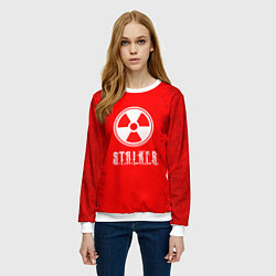 Свитшот женский Stalker - белое на красном, цвет: 3D-белый — фото 2