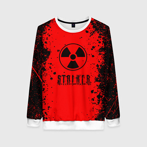 Женский свитшот Stalker - черное на красном / 3D-Белый – фото 1