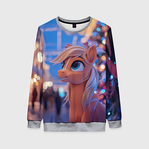 Женский свитшот Милая лошадка символ 2026 / 3D-Меланж – фото 1