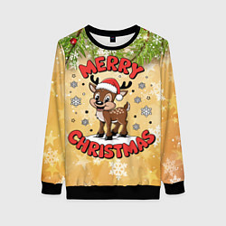 Женский свитшот Олень в шапке Санты