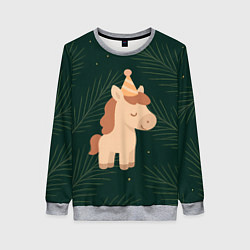 Женский свитшот Милая лошадка с колпаком