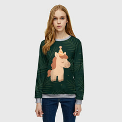 Свитшот женский Милая лошадка с колпаком, цвет: 3D-меланж — фото 2