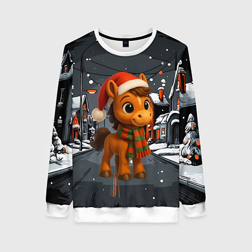 Женский свитшот Новогодняя лошадка 2026 год / 3D-Белый – фото 1