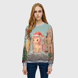 Свитшот женский Маленькая новогодняя милая лошадка, цвет: 3D-меланж — фото 2