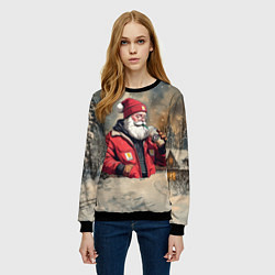 Свитшот женский Санта с капучино, цвет: 3D-черный — фото 2