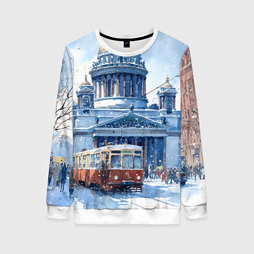 Женский свитшот Снежный Санкт-Петербург / 3D-Белый – фото 1