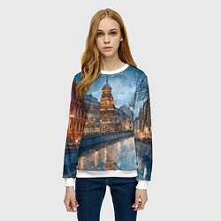 Свитшот женский Санкт-Петербург зимний город, цвет: 3D-белый — фото 2