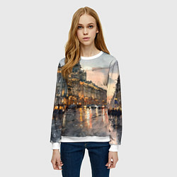 Свитшот женский Санкт-Петербург - мокрый снег, цвет: 3D-белый — фото 2