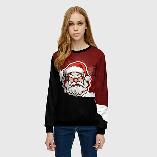 Женский свитшот Злой дед мороз красный и черный / 3D-Черный – фото 3