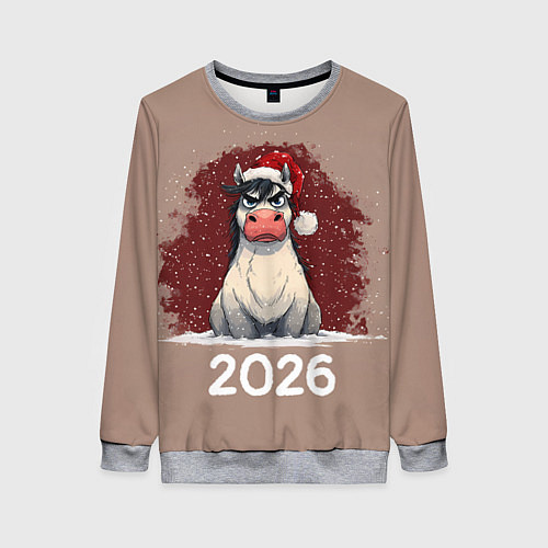 Женский свитшот Сердитая лошадка 2026 / 3D-Меланж – фото 1