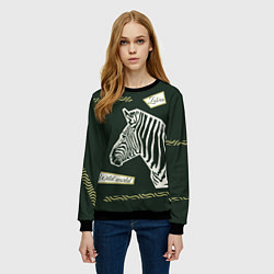 Свитшот женский Зебра-коллаж, цвет: 3D-черный — фото 2