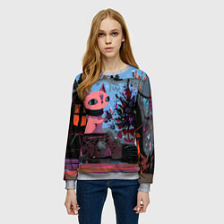 Свитшот женский Кошка празднует Новый год, цвет: 3D-меланж — фото 2