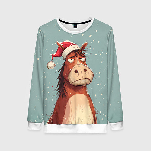 Женский свитшот Недовольная лошадка / 3D-Белый – фото 1