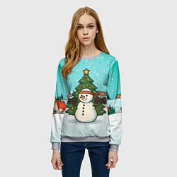 Свитшот женский Снеговик - Новогодний Зож, цвет: 3D-меланж — фото 2