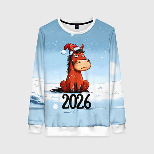 Женский свитшот Сердитая лошадка 2026 / 3D-Белый – фото 1