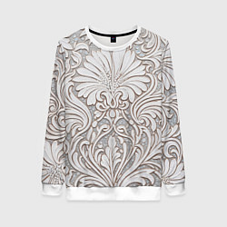 Свитшот женский Вензельные цветы, цвет: 3D-белый