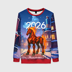 Свитшот женский Красная огненная металлическая лошадь 2026, цвет: 3D-красный