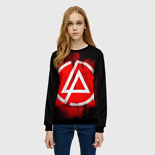 Женский свитшот Linkin Park: Red style / 3D-Черный – фото 3