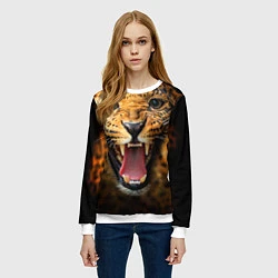 Свитшот женский Рык леопарда, цвет: 3D-белый — фото 2