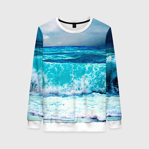 Женский свитшот Волны / 3D-Белый – фото 1