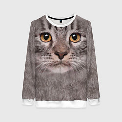 Свитшот женский Котик, цвет: 3D-белый