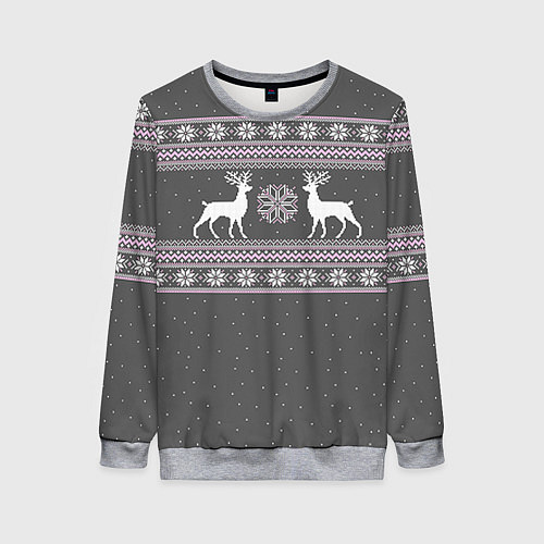 Женский свитшот Узор с оленями / 3D-Меланж – фото 1