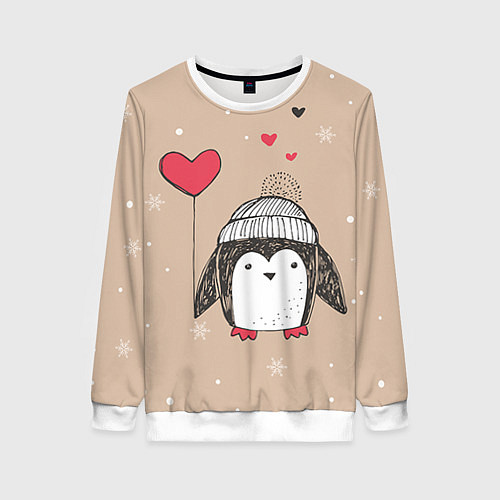 Женский свитшот Пингвин с шариком / 3D-Белый – фото 1