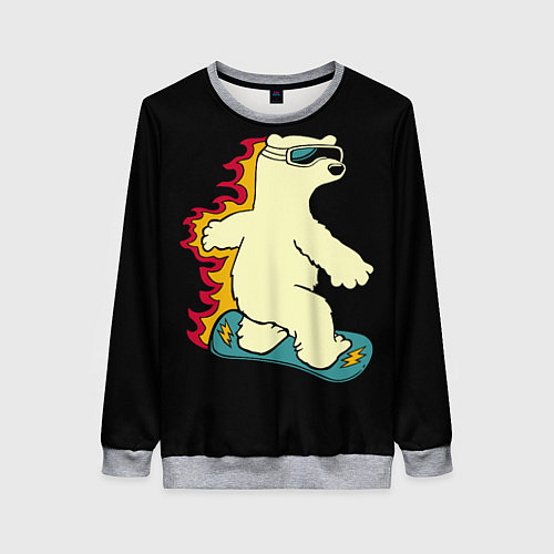 Женский свитшот Мишка на борде / 3D-Меланж – фото 1