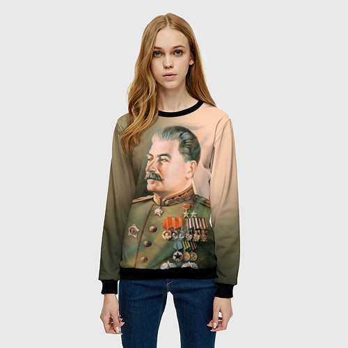 Женский свитшот Иосиф Сталин / 3D-Черный – фото 3
