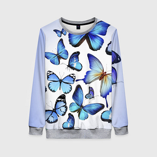 Женский свитшот Голубые бабочки / 3D-Меланж – фото 1
