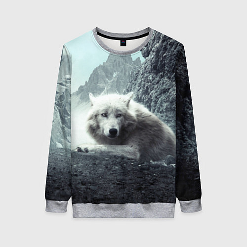Женский свитшот Волк в горах / 3D-Меланж – фото 1