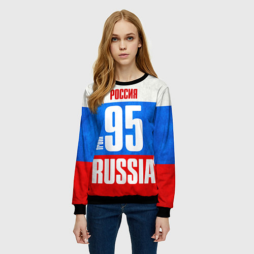 Женский свитшот Russia: from 95 / 3D-Черный – фото 3