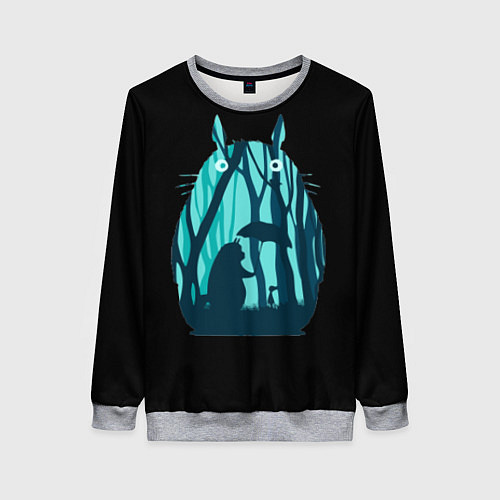Женский свитшот Тоторо в лесу / 3D-Меланж – фото 1