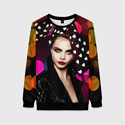 Женский свитшот Кара Делевинь - бант с сердцами