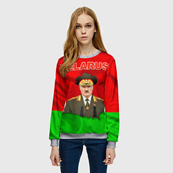 Свитшот женский Александр Лукашенко - Беларусь, цвет: 3D-меланж — фото 2