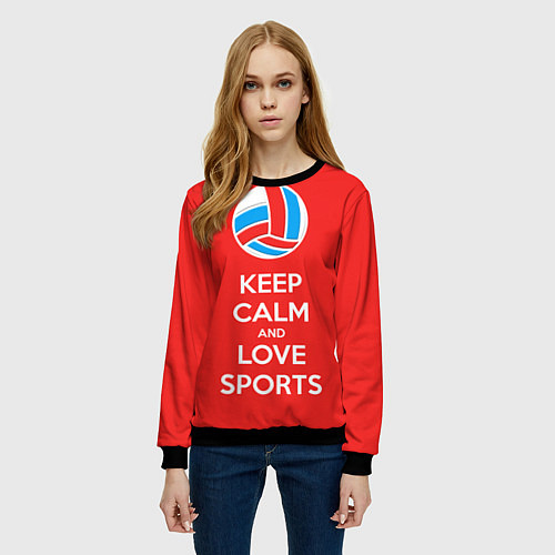 Женский свитшот Keep Calm & Love Volleyball / 3D-Черный – фото 3