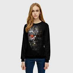 Свитшот женский Terminator Skull, цвет: 3D-черный — фото 2