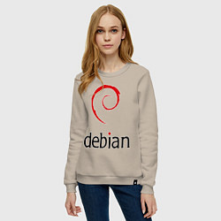 Свитшот хлопковый женский Debian, цвет: миндальный — фото 2